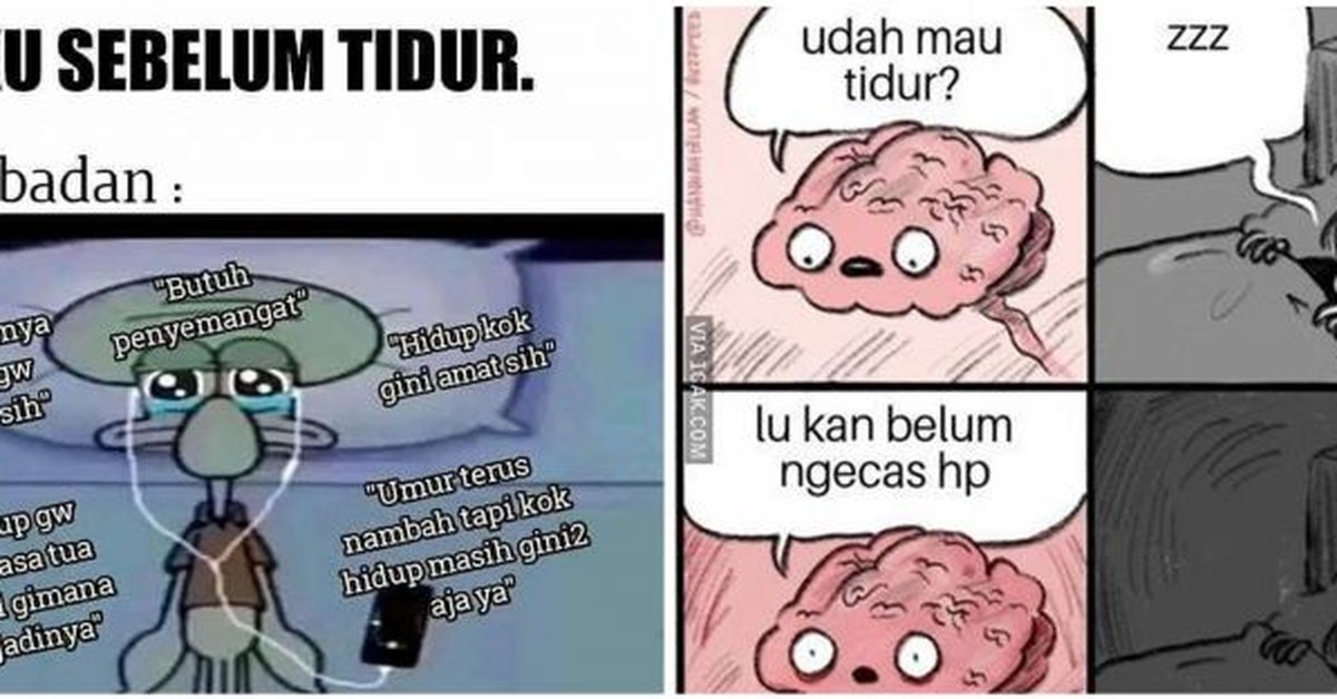 10 Meme lucu pemikiran sebelum tidur, bikin gagal ngantuk deh